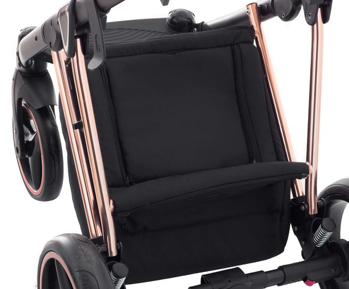 Коляска 2 в 1 Adamex Mimi Polar (Pink Gold) BR604 черный (люрикс) - медный (принт) кожа (выдавленная точка)