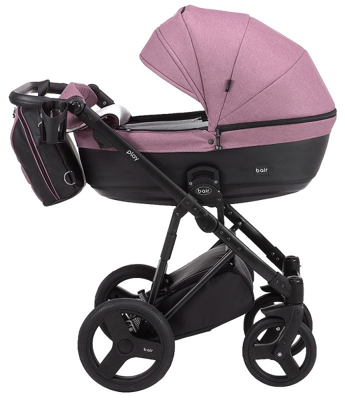 Коляска 2 в 1 Bair Play Plus Soft BPS-948 бузковий - чорний (шкіра)