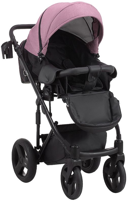 Коляска 2 в 1 Bair Play Plus Soft BPS-948 бузковий - чорний (шкіра)