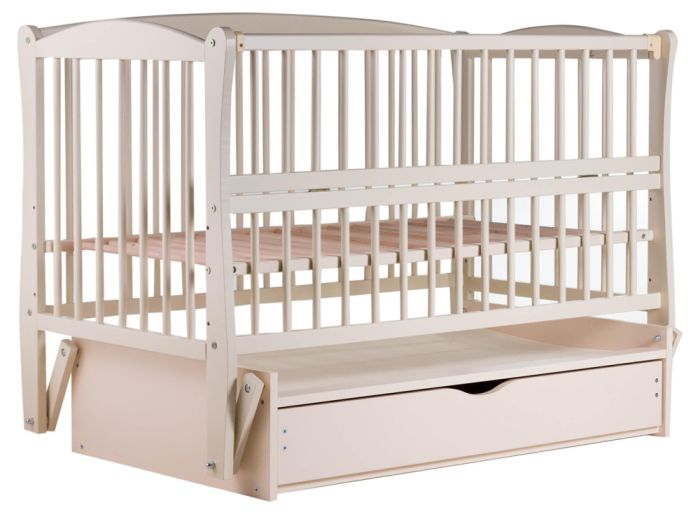 Кровать Babyroom Елит маятник, ящик, откидной бок DEMYO-5  бук слоновая кость