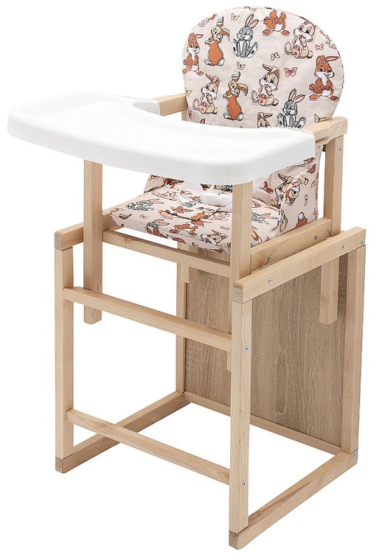 Стульчик- трансформер Babyroom Пони-230 eko без лака пластиковая столешница  бежевый (зайчики)