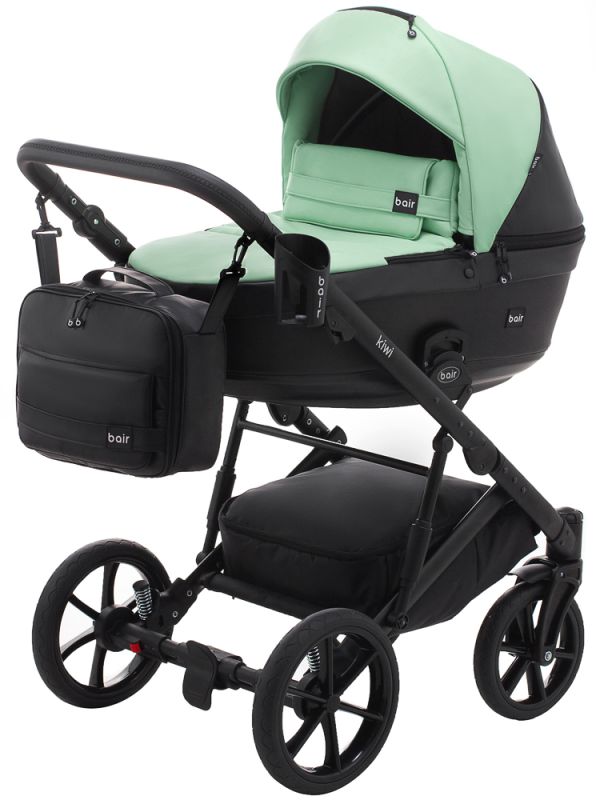 Коляска 2 в 1 Bair Kiwi кожа 100% BK-8/15 мятный - черный