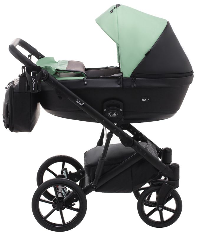 Коляска 2 в 1 Bair Kiwi кожа 100% BK-8/15 мятный - черный