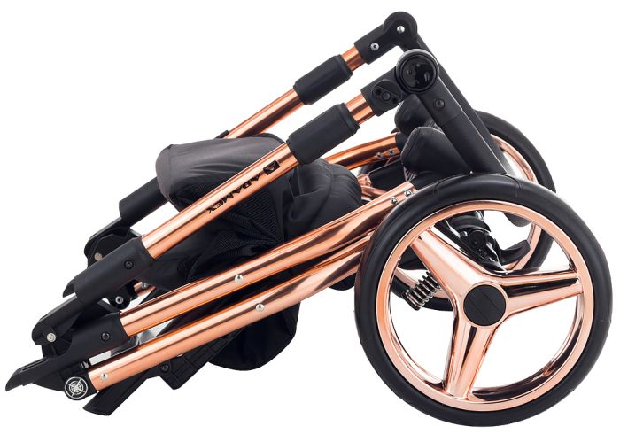 Коляска 2 в 1 Adamex Sierra Polar (Pink Gold) SR408 черный - черный кожа (перфорация)