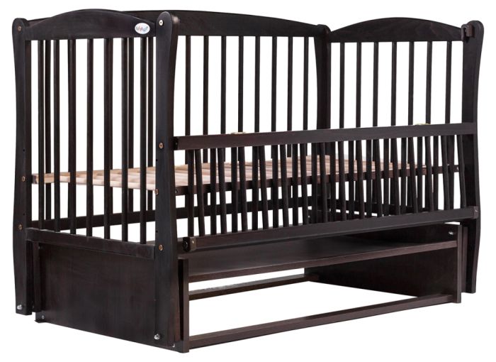 Кровать Babyroom Елит резьба, маятник, откидной бок DER-6  бук венге