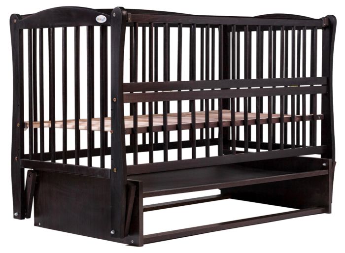 Кровать Babyroom Елит резьба, маятник, откидной бок DER-6  бук венге