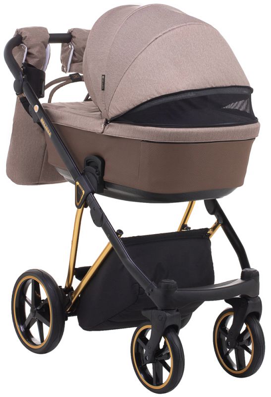 Коляска 2 в 1 Adamex Belissa Special Edidion (Gold) PS-526 коричневий - коричнева шкіра (перфорація)