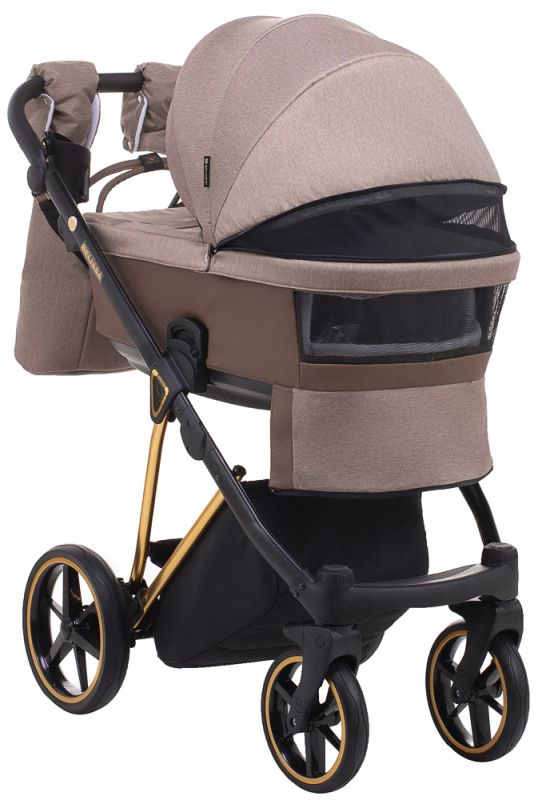 Коляска 2 в 1 Adamex Belissa Special Edidion (Gold) PS-526 коричневий - коричнева шкіра (перфорація)