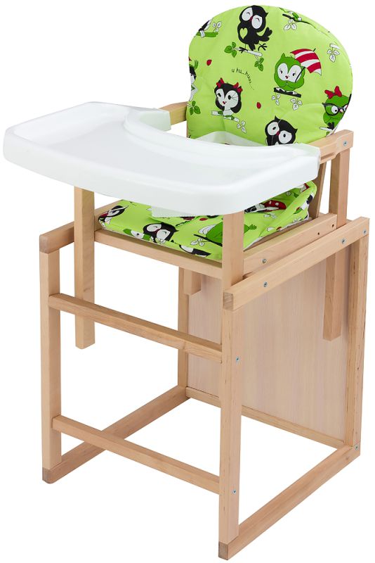 Стільчик-трансформер Babyroom Поні-230 eko без лаку пластикова стільниця зелений (сови)