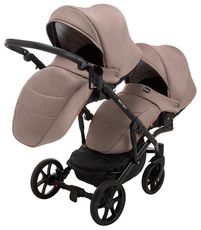 Коляска 2 в 1 для двойни Bair Next DUO Soft 03 темный капучино