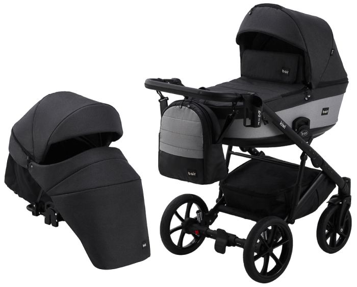 Коляска 2 в 1 Bair Kiwi Soft BKS-00/22 черный - светло-серый