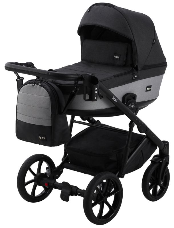 Коляска 2 в 1 Bair Kiwi Soft BKS-00/22 черный - светло-серый