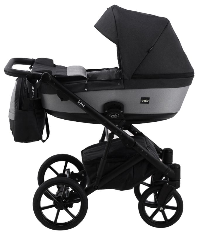 Коляска 2 в 1 Bair Kiwi Soft BKS-00/22 черный - светло-серый