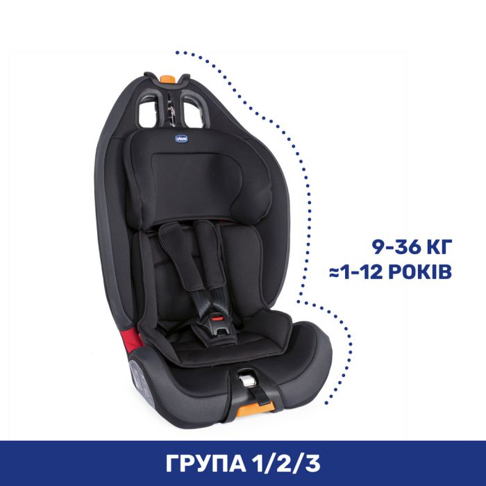 Автокресло Chicco Gro-Up, группа 1/2/3 Jet Black