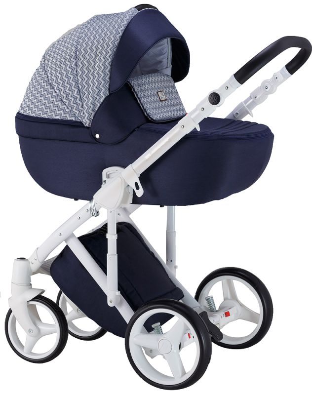Коляска 2 в 1 Adamex Luciano jeans Q203 синій (зигзаг)