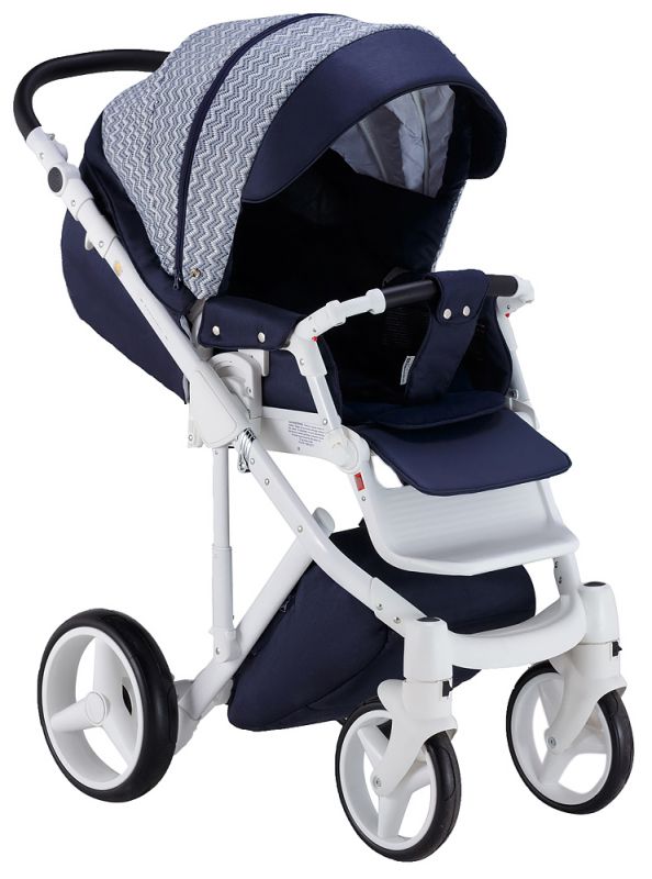 Коляска 2 в 1 Adamex Luciano jeans Q203 синій (зигзаг)