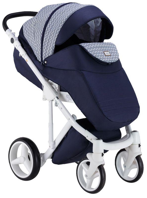 Коляска 2 в 1 Adamex Luciano jeans Q203 синій (зигзаг)