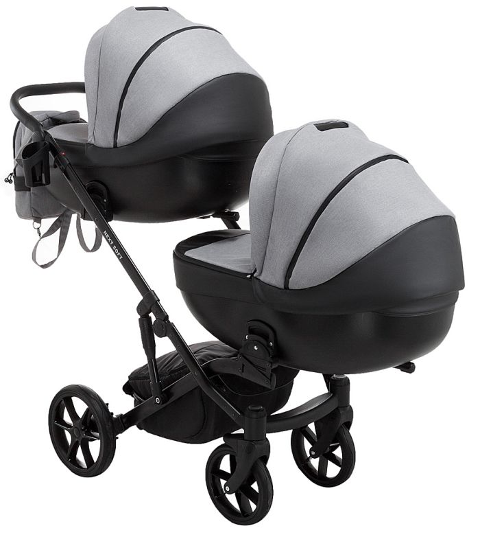 Коляска 2 в 1 для двойни Bair Next DUO Soft 10 серый