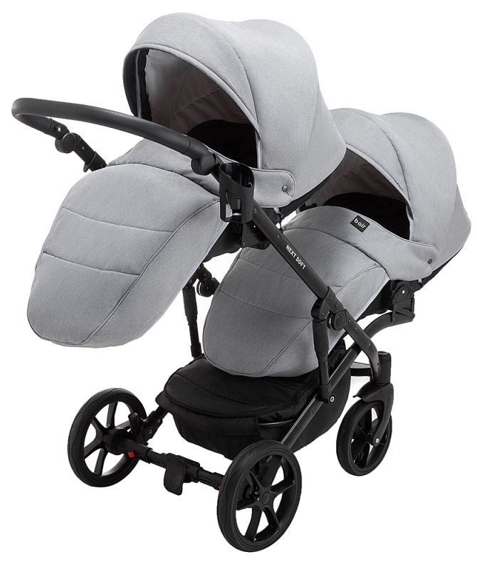 Коляска 2 в 1 для двойни Bair Next DUO Soft 10 серый