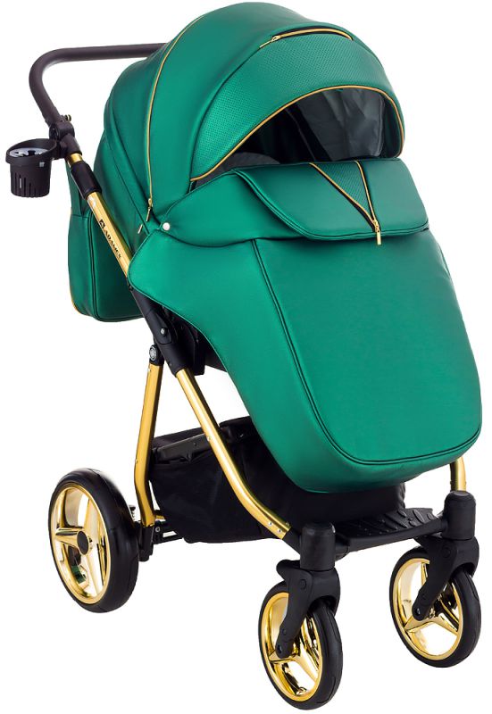 Коляска 2 в 1 Adamex Sierra Polar (Gold) шкіра 100% Y216 зелений перламутр