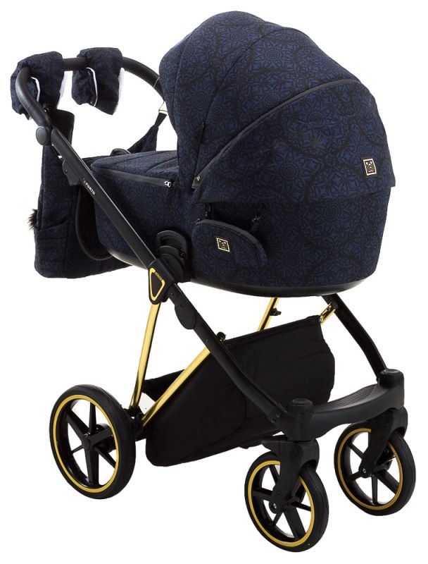 Коляска 2 в 1 Adamex Porto Special Edition (Gold) TK-605 темно-синій (вензелі)