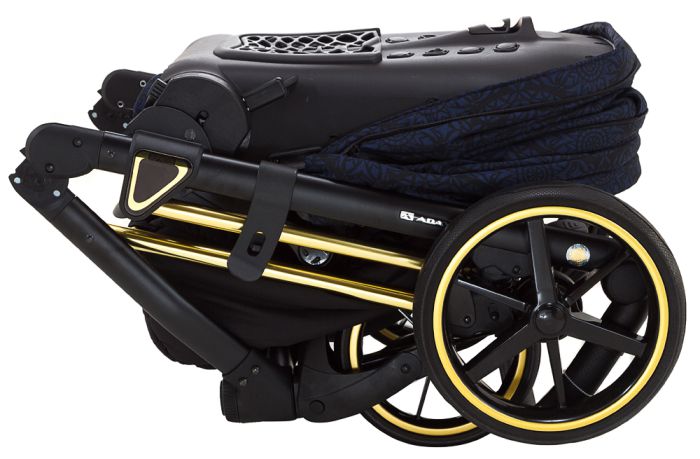 Коляска 2 в 1 Adamex Porto Special Edition (Gold) TK-605 темно-синій (вензелі)