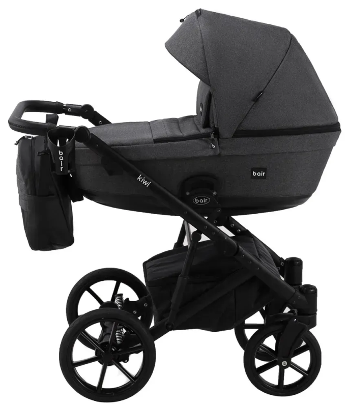Коляска 2 в 1 для двойни Bair Kiwi DUO Soft BKS-219 графит