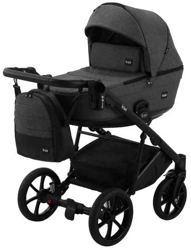 Коляска 2 в 1 для двойни Bair Kiwi DUO Soft BKS-219 графит