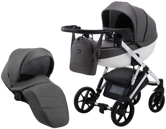 Коляска 2 в 1 Bair Next White кожа 100% 63 графит