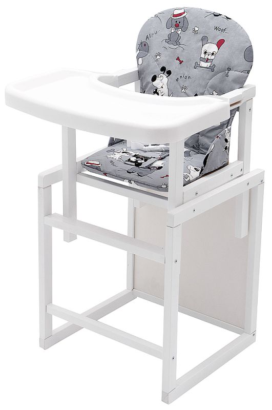 Стілець-трансформер Babyroom Поні-240 білий пластикова стільниця сірий (собачки)