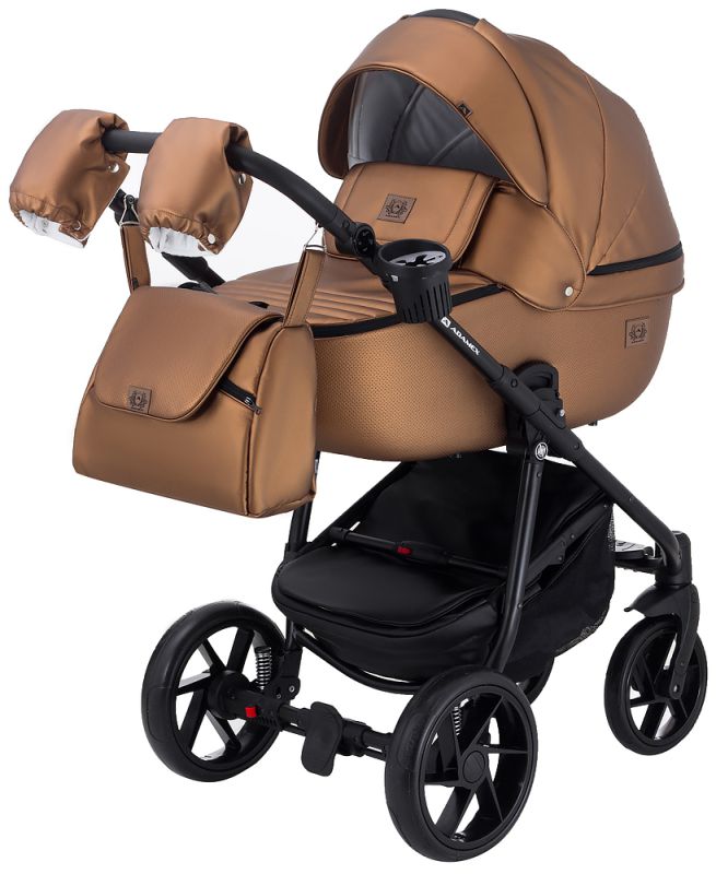Коляска 2 в 1 Adamex Hybryd Plus шкіра 100% Y230CZ бронза (перламутр)
