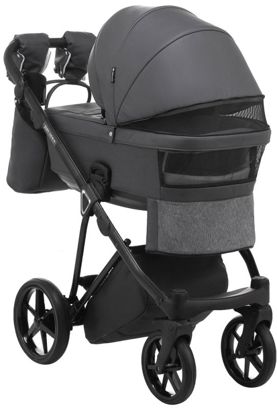 Коляска 2 в 1 Adamex Belissa ECO кожа 100% SA-4 темно-серый