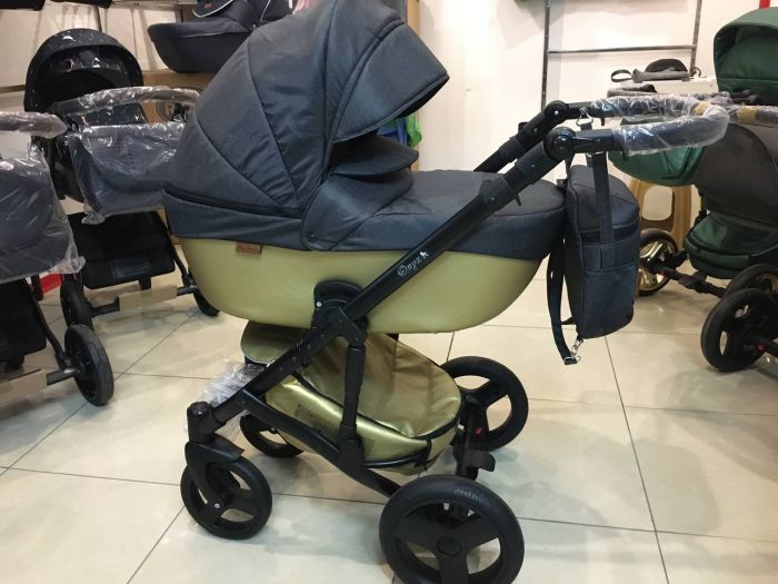 Коляска 2 в 1 Mikrus Onyx 72 черн ткань+золото