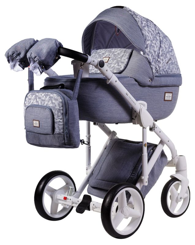 Коляска 2 в 1 Adamex Luciano jeans Q209 сірий (абстракція)