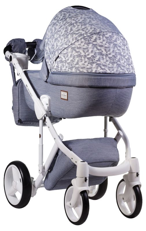 Коляска 2 в 1 Adamex Luciano jeans Q209 сірий (абстракція)