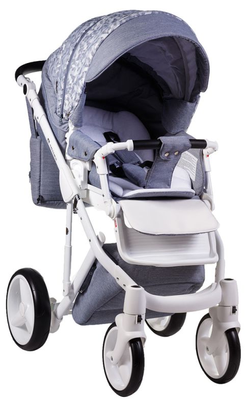 Коляска 2 в 1 Adamex Luciano jeans Q209 сірий (абстракція)