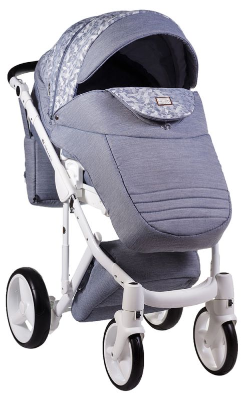 Коляска 2 в 1 Adamex Luciano jeans Q209 сірий (абстракція)