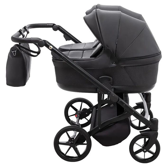 Коляска 2 в 1 для двойни Adamex Leo Duo Eco Black (SA-2)