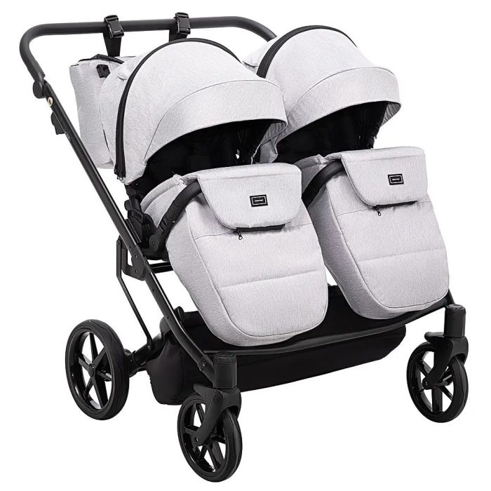 Коляска 2 в 1 для двойни Adamex Leo Duo Tip Light Grey (TК-1)
