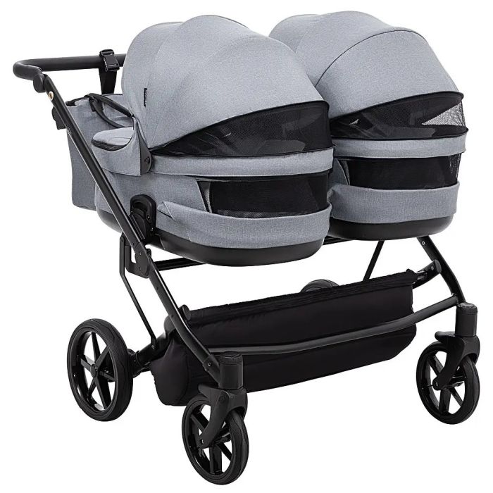 Коляска 2 в 1 для двойни Adamex Leo Duo Tip Dark Grey (TК-60)