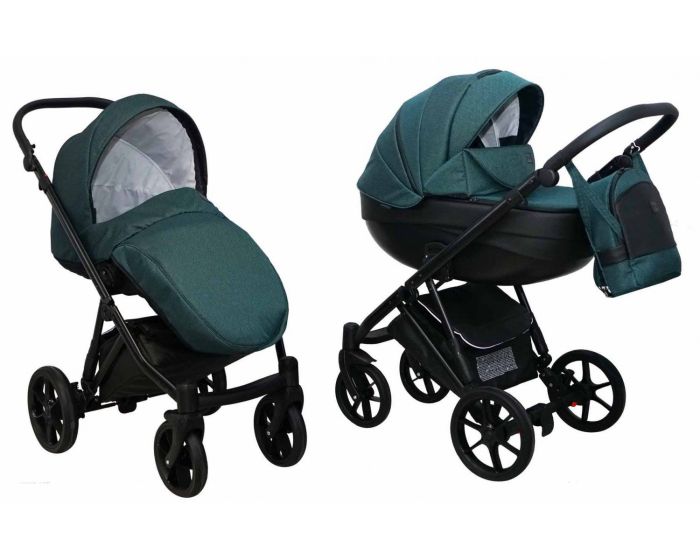 Коляска 2 в 1 Mikrus Viva 01 зеленая ткань