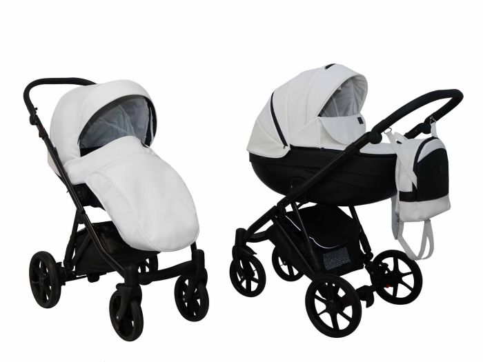 Коляска 2 в 1 Mikrus Viva Sport 10 белая кожа