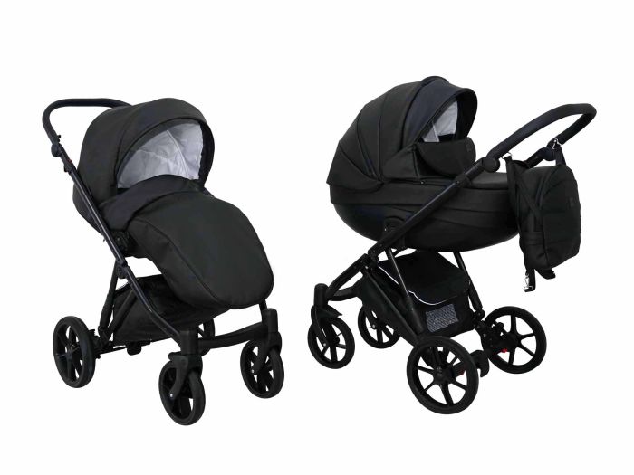 Коляска 2 в 1 Mikrus Viva Sport 14 черная кожа